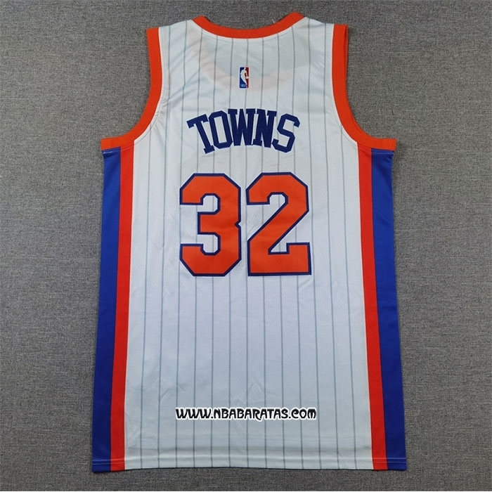 Camiseta New York Knicks Karl-Anthony Towns #32 Ciudad 2024-25 Blanco